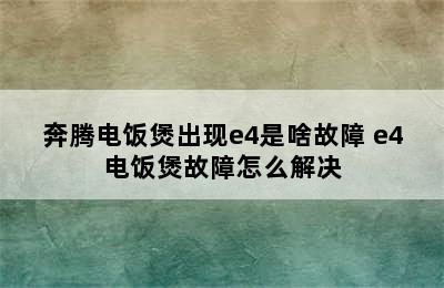 奔腾电饭煲出现e4是啥故障 e4电饭煲故障怎么解决